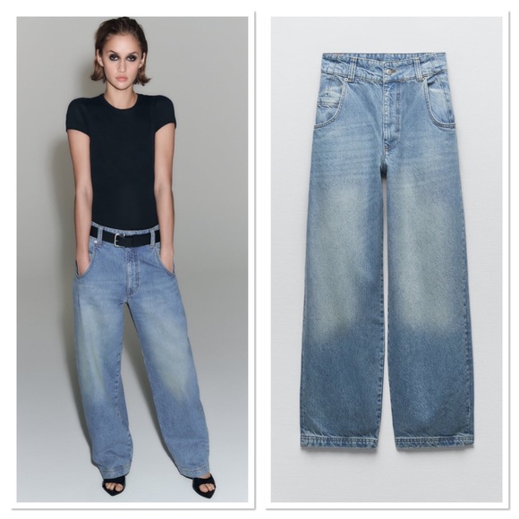 Zara Jeans Zara Zw Midrise Loose Fit Barrel Jeans Sz8 Nwt Poshmark